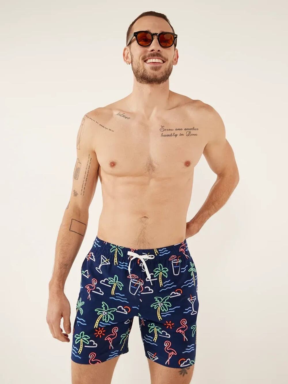 Chubbies Men's The Double Stripe Boardshorts Pink and Blue Swim Shorts‎ Large